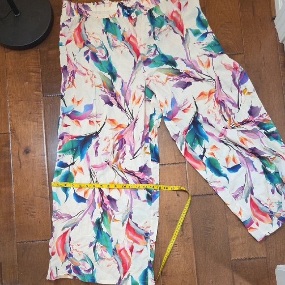 FINAL CLEARANCE Calia Floral Linen Resort Wear Wide Leg Pants In XL - Picture 11 of 12